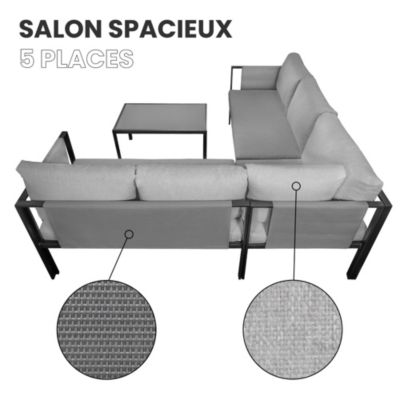 Salon de Jardin en Métal Gris 5 personnes Houat