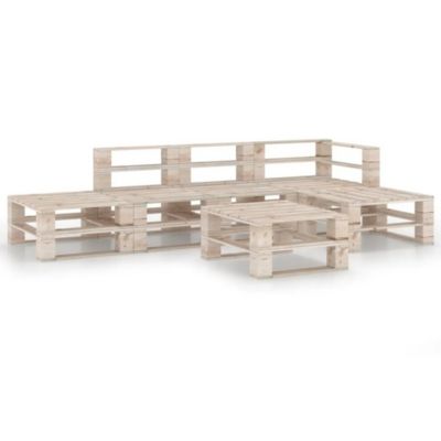 Salon de jardin en palette avec coussins (60x69.4x62 cm - Gris clair)
