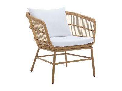 Salon de jardin en résine tressée : 1 canapé 2 places, 2 fauteuils et 1 table basse - Naturel clair - LOUSINI de MYLIA