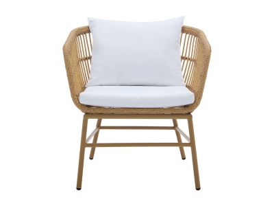 Salon de jardin en résine tressée : 1 canapé 2 places, 2 fauteuils et 1 table basse - Naturel clair - LOUSINI de MYLIA