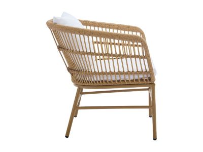 Salon de jardin en résine tressée : 1 canapé 2 places, 2 fauteuils et 1 table basse - Naturel clair - LOUSINI de MYLIA
