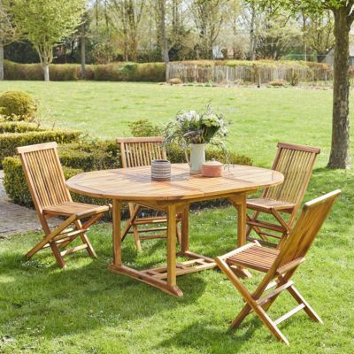 Salon de jardin en teck huilé extensible 4/8 places