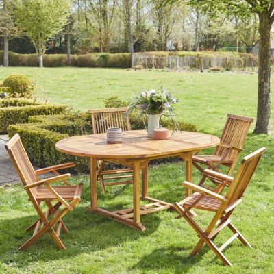 Salon de jardin en teck huilé extensible 4/8 places