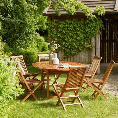 Salon de jardin en teck huilé extensible 6/8 places