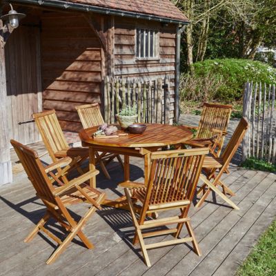 Salon de jardin en teck huilé extensible 6/8 places