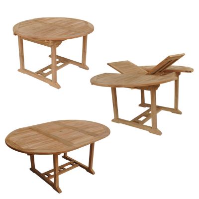 Salon de jardin en teck LOMBOK - table ronde extensible - 6 places - Happy Garden