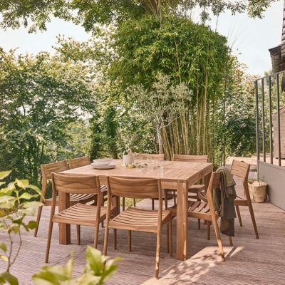 Salon de jardin en teck massif carré 8 personnes