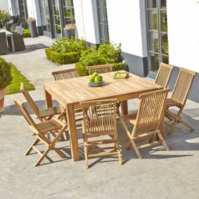 Salon de jardin en teck massif extensible 6/8 places