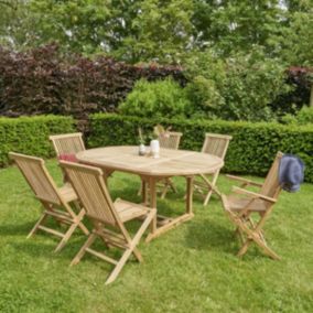 Salon de jardin en teck massif extensible 6/8 places