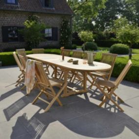 Salon de jardin en teck massif extensible 8/10 places