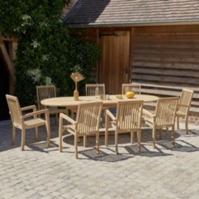 Salon de jardin en teck massif extensible 8/10 places