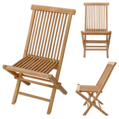 Salon de jardin en teck massif LOMBOK - table ronde extensible - 6 places - HAPPY GARDEN