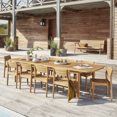 Salon de jardin en teck recyclé extensible 10/12 places