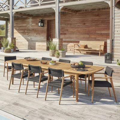 Salon de jardin en teck recyclé extensible 8/12 places