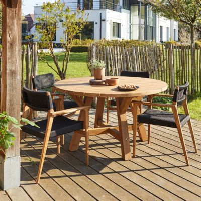 Salon de jardin en teck recyclé massif 4 places