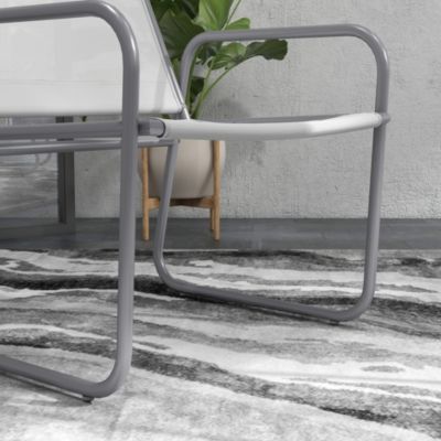 Salon de Jardin - Ensemble Bistro Extérieur 2 Chaises avec Accoudoirs et Dossier Haut, Table Carrée Métal - Gris