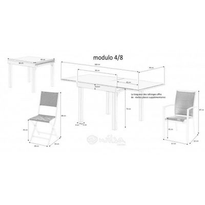Salon de jardin Ensemble ModuloWood T4/8+F4 Verre Déco Bois Blanc Wilsa Garden