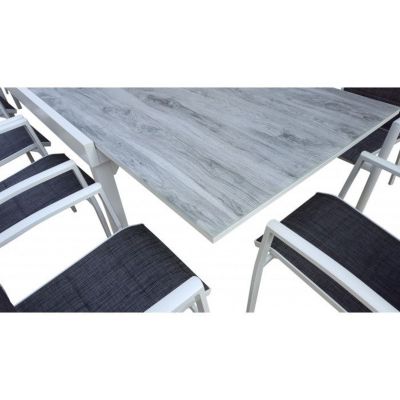 Salon de jardin Ensemble ModuloWood T4/8+F4 Verre Déco Bois Blanc Wilsa Garden