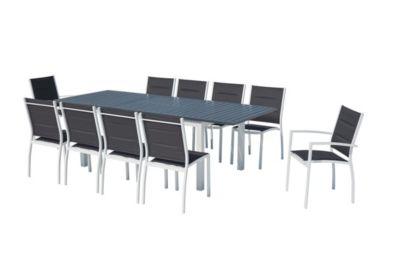 Salon de jardin extensible en alu 10 personnes blanc AREZZO