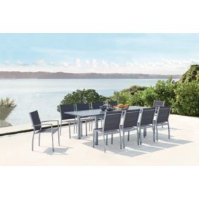 Salon de jardin extensible en alu 10 personnes gris AREZZO