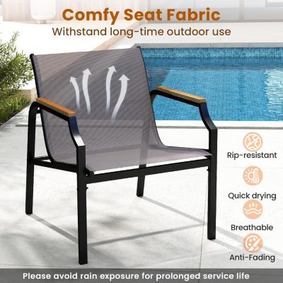 Salon de Jardin Exterieur 2 Personnes, Table en Verre avec Chaises en Tissu,3 Pcs Salon de Bistro pour Balcon, Jardin,Piscine