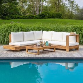 Salon de Jardin Fidji en Acacia Beige - 5 Places