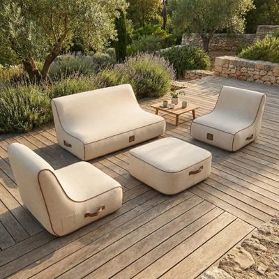 Salon de jardin gonflable collection Aloha - blanc cassé
