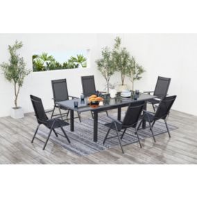 Salon de jardin gris en aluminium 6 personnes RAVENNE