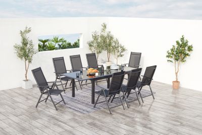 Salon de jardin gris en aluminium 8 personnes RAVENNE