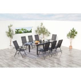 Salon de jardin gris en aluminium 8 personnes RAVENNE