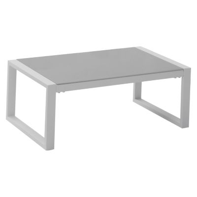 Salon de jardin IBIZA en tissu gris 4 places - aluminium blanc - HAPPY GARDEN