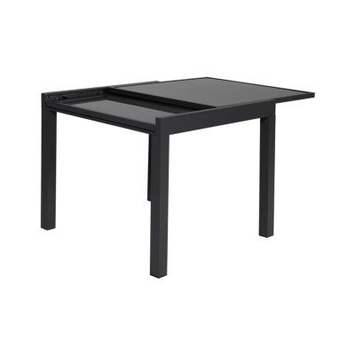 Salon de jardin LAMPEDUSA extensible en textilène gris 8 places - aluminium anthracite - HAPPY GARDEN