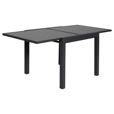 Salon de jardin LAMPEDUSA extensible en textilène gris 8 places - aluminium anthracite - HAPPY GARDEN