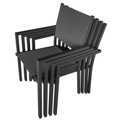 Salon de jardin LAMPEDUSA extensible en textilène gris 8 places - aluminium anthracite - HAPPY GARDEN