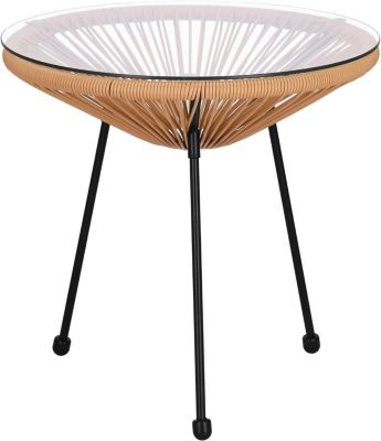 Salon de Jardin-Lot de 2 Chaises de Jardin Rotin Synthétique + Table en Verre
