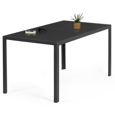 Salon de jardin MADRID table 150 CM et 6 chaises empilables gris anthracite