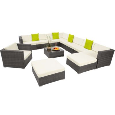 Salon de jardin modulable TECTAKE resine tressee gris 8 pieces 69.0 x 69 x 26 10 personnes