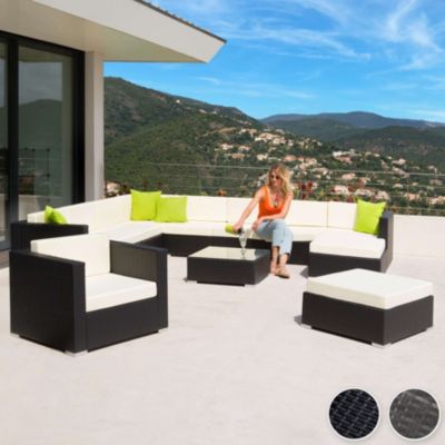 Salon de jardin modulable TECTAKE resine tressee gris 8 pieces 69.0 x 69 x 26 10 personnes