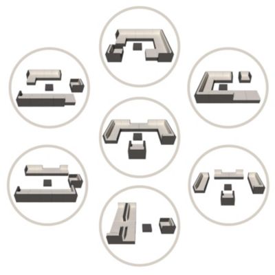 Salon de jardin modulable TECTAKE resine tressee gris 8 pieces 69.0 x 69 x 26 10 personnes