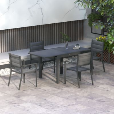 Table De Jardin Ronde Outsunny Pour 4 Personnes - Plateau HDPE Et Cadre Acier, Gris Foncé Ø80x73cm