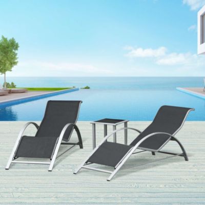 Salon de jardin OUTSUNNY metal gris 41.0 x 41.0 x 45.0 2 personnes
