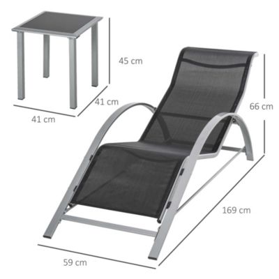 Salon de jardin OUTSUNNY metal gris 41.0 x 41.0 x 45.0 2 personnes
