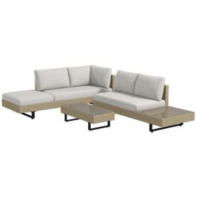 Salon de jardin OUTSUNNY resine beige 69 x 167 x 26 5 personnes