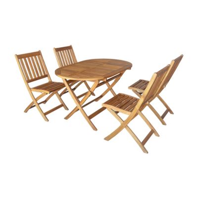 Salon de jardin ovale en acacia Fidgi - 4 chaises