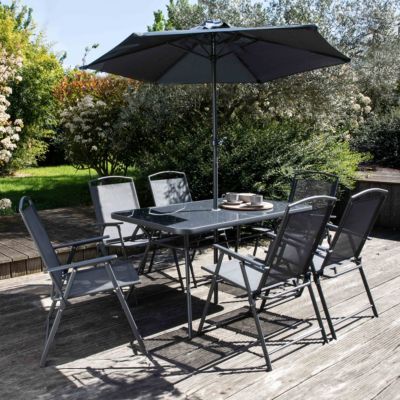 Salon de jardin oviala acier gris 13 pieces 140.0 x 80 x 70.0 6 personnes