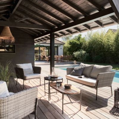 Salon de jardin oviala resine tressee 4 pieces