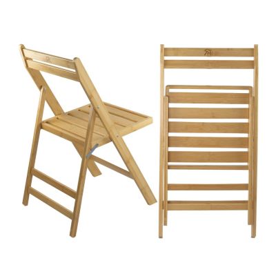 Salon de jardin pliant table carrée et 2 chaises Biano bois de bambou naturel 7house