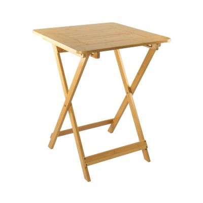 Salon de jardin pliant table carrée et 2 chaises Biano bois de bambou naturel 7house