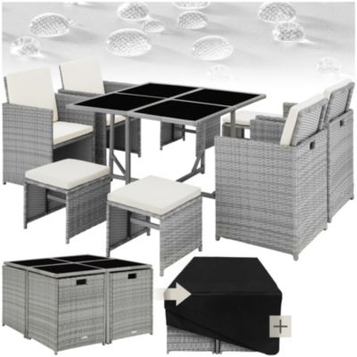Salon de jardin pour 4 à 8 personnes gris clair