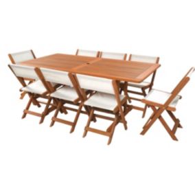 Salon de jardin repas "Séoul"  1 Table + 8 chaises  Maple  Beige